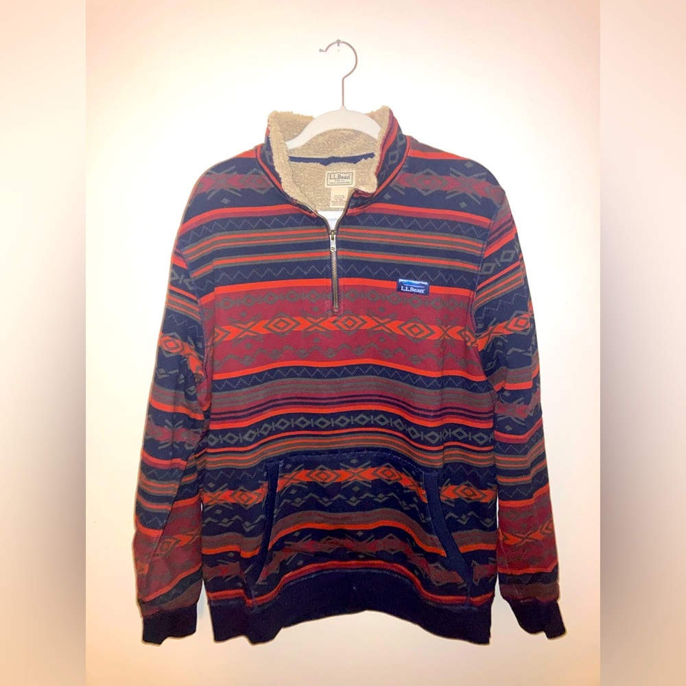 LL Bean Sherpa Collar Queter Zip Sweatshirt